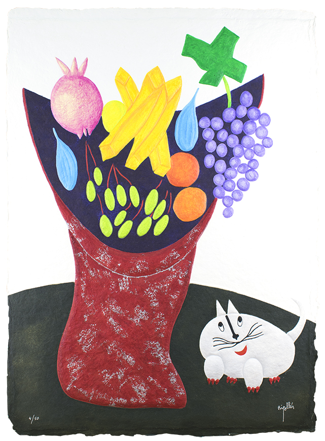 【中文】水果的誘惑 【原文】FRUTERO ROJO CON GATO【尺寸】75x55cm